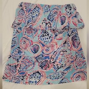 Lilly Pulitzer Shell Me About It Strapless Ruffle Top Seashells
